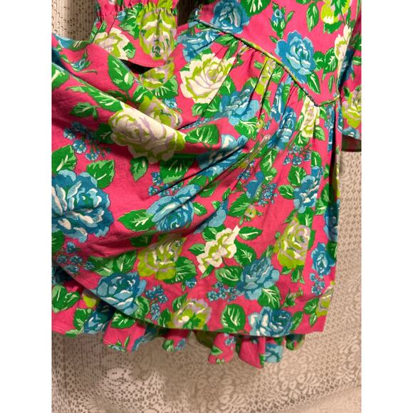 Vintage 80’s Little Star Rockabilly, Floral Tea Party Dress, Puffy Sleeves, 4T - Picture 2 of 9